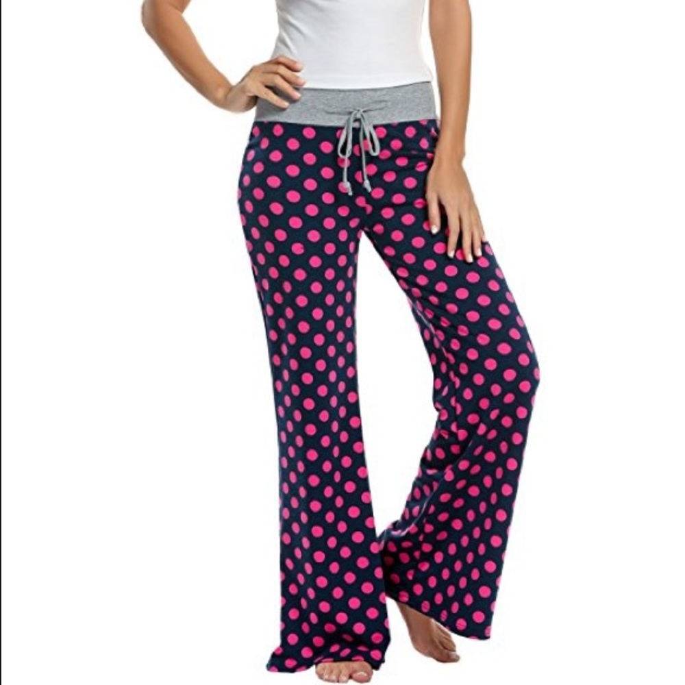 Cute wide leg polka dot pajama lounge pants small
